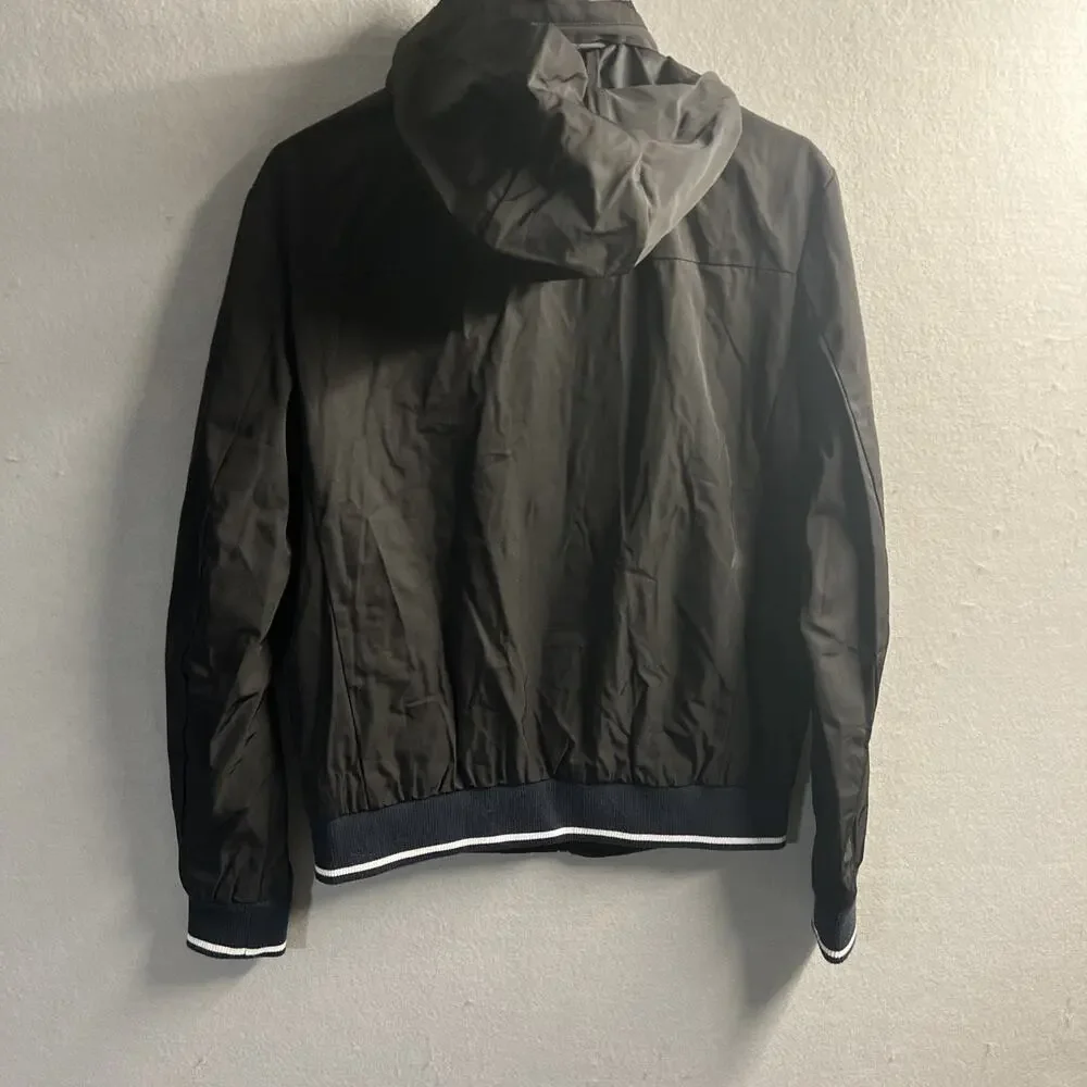Calvin‎ Klein Men's Black Windbreaker Small Removable Hood Jock Reflective